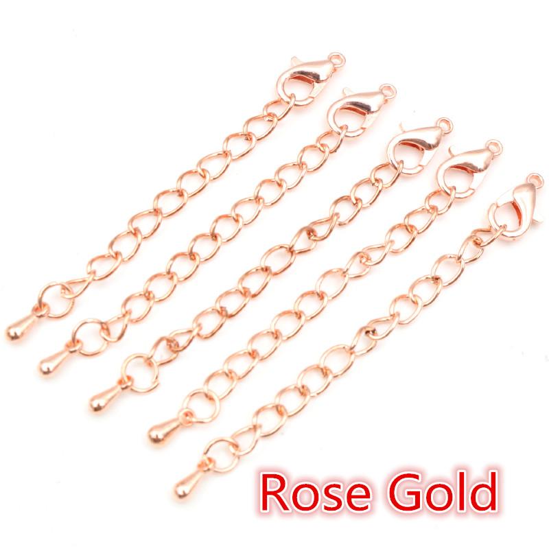 10pcs 50 70mm Gold Silver Plated Extended Extension Tail Chain Lobster Clasps Connector For DIY Necklace Jewelry Making Findings