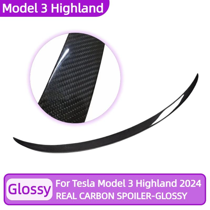 Real Carbon Fiber For Tesla Model 3/Y/3 Highland Trunk Wing Spoiler 2017-2024 Real Carbon Fibre Original Car Spoiler Accessories