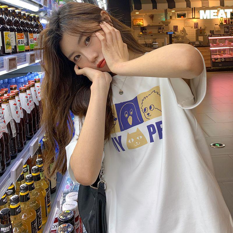 

Women s Slimming 230G Pure Cotton Short Sleeve Printed T-Shirt - Summer Loose Fit, Unisex Crew Neck Trend Double Extra Large белый