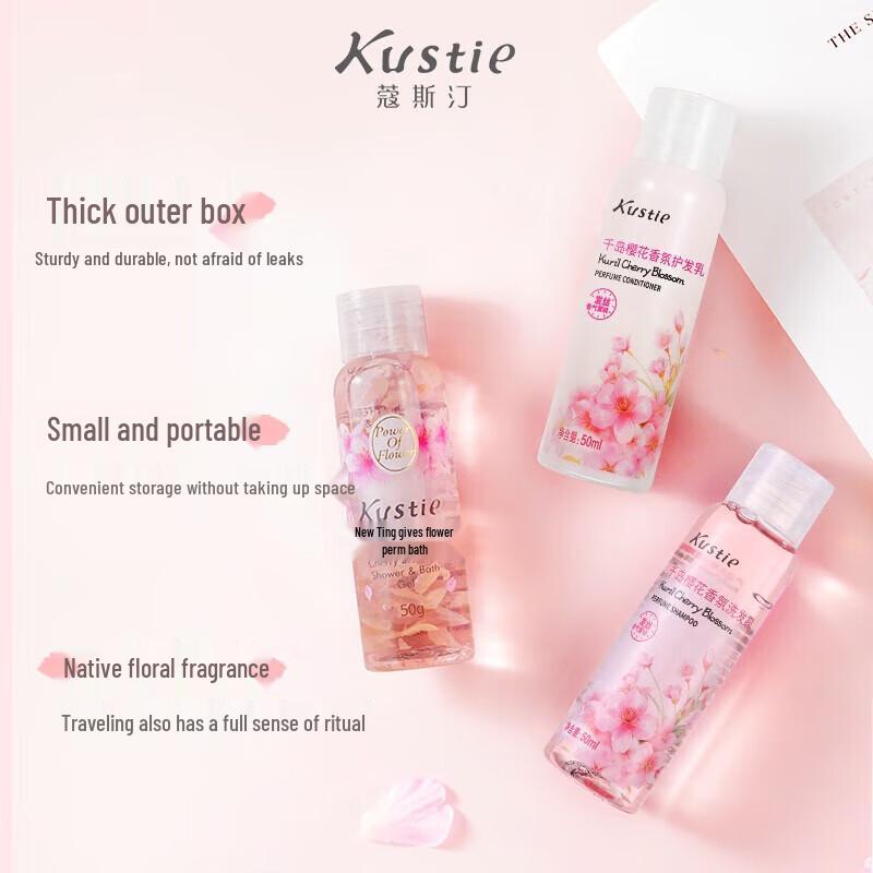 KOSFIN Cherry Blossom Scented Travel Wash & Bath Set