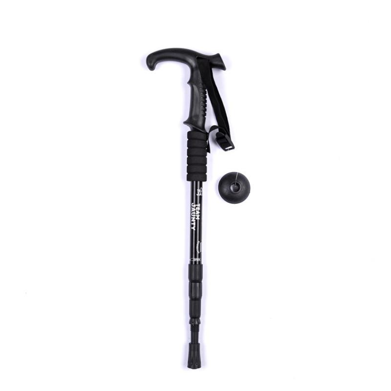 Curved Handle Hiking Stick for Mountain Climbing and Hiking чёрный