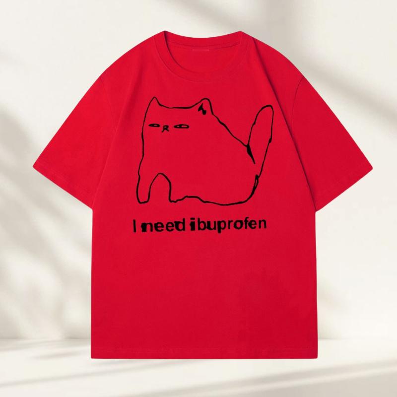 I Need Ibuprofen Funny Cat T Shirt Cotton Short Sleeve Graphic T Shirts Casual Round Neck Streetwear Harajuku TShirt Unisex S