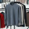 2025 Winter Men's Plus Velvet Round Neck Sweater: Casual, Simple, Warm Knitwear for Middle-Aged Comfort