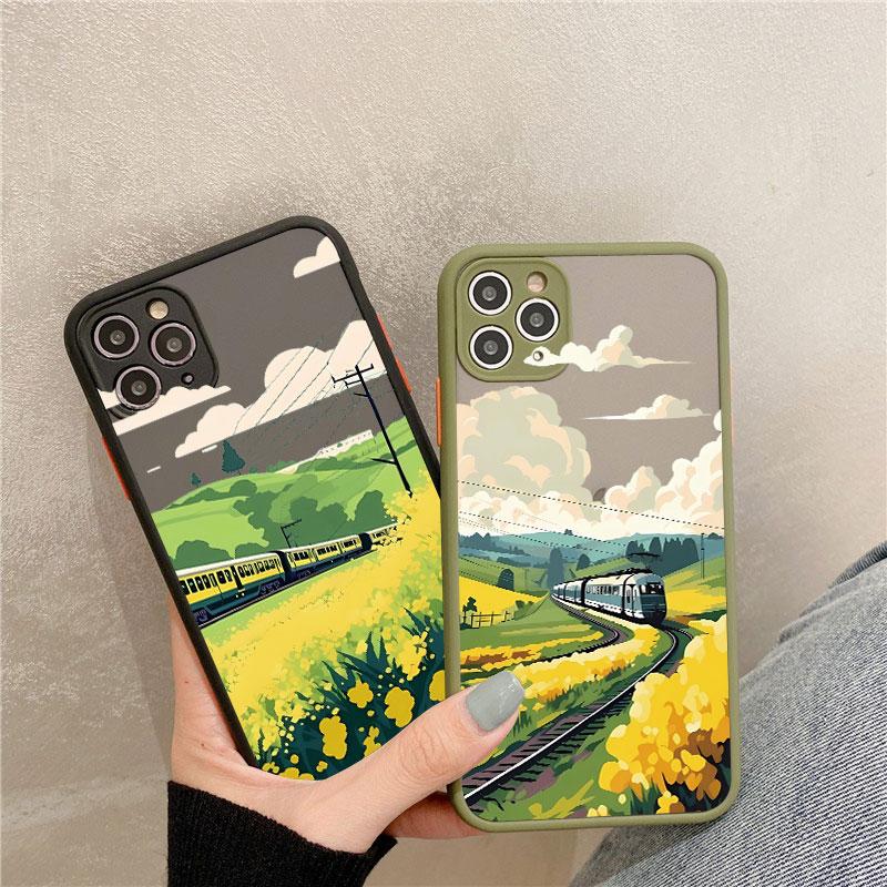 Field Flower Scenery Phone Case For iphone 7 8 Plus SE2 16 15 11 12 13 Pro Max 12 13 Mini 14 Plus X XR XS Shockproof Cover Funda