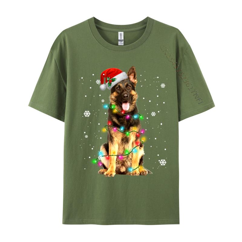 Gerunisex Shepherd Dog Tree Christmas Sweater Xmas Dogs Tshirts Tops Shirts Black On Sale Novelty Cotton Unisex Top Tshirts