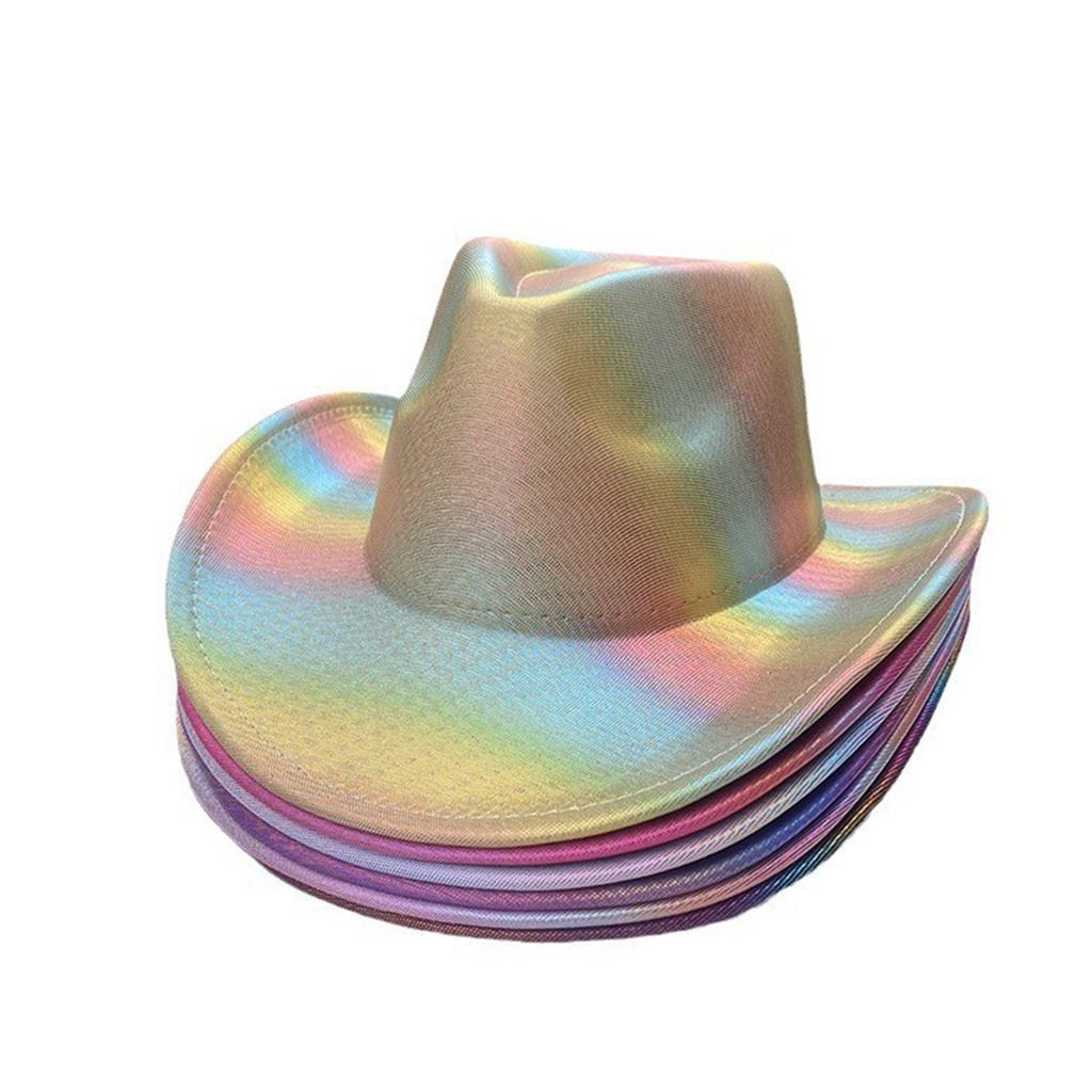 Cowgirl Hat with Dainty Rainbow for Bachelorette Party Holiday Western Cowgirl Hat for Bride for Outdoor Birthday Party