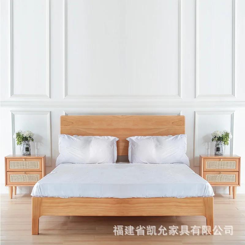 Japanese Nightstands Solid Wood Bedside Table Rattan Low Cabinet Corner Bedroom Drawers Apartment Locker Magazine Bookcase
