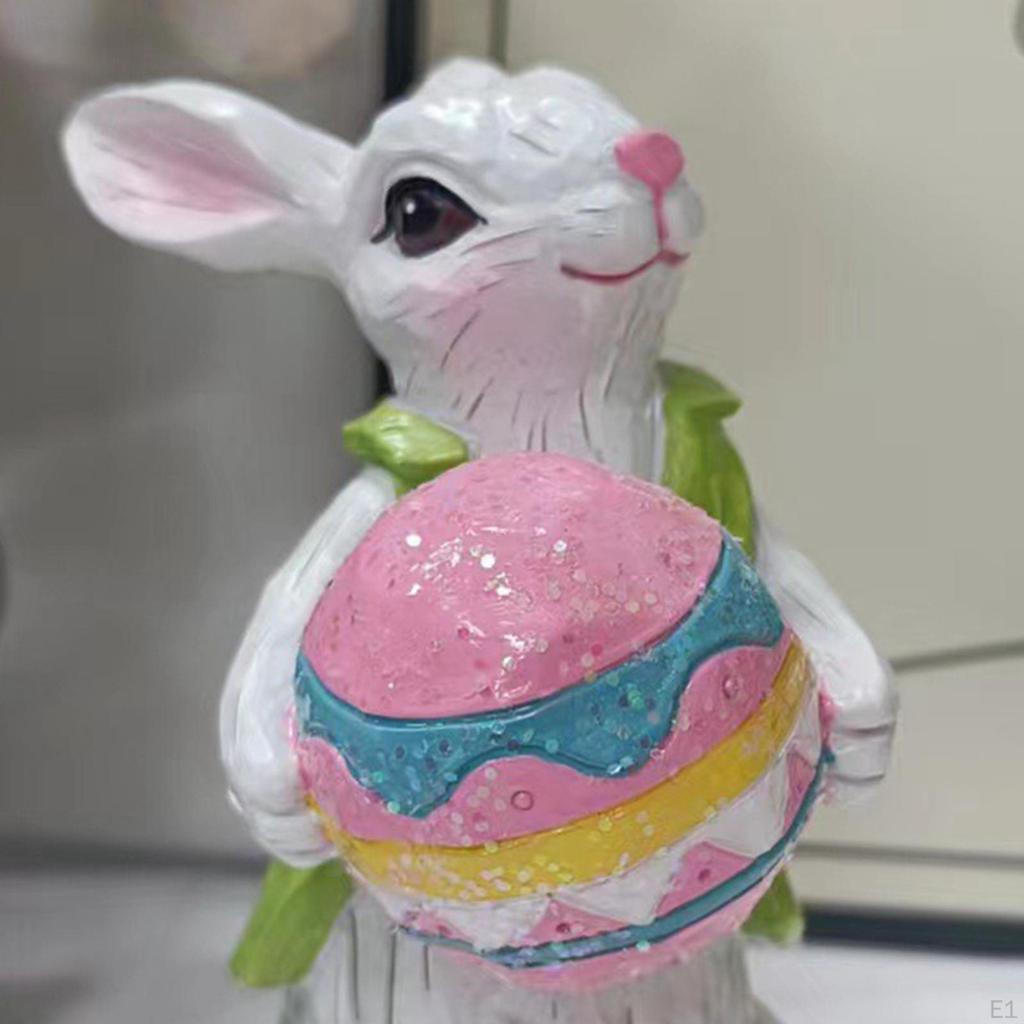 3x Rabbit Statue Bunny Figurines Ornaments Crafts Adorable Design Decorations Resin Sculpture for