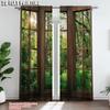 2Pcs Forest Scenery Printed Window Curtains Rod Pocket Decorative Window Drapes Window Treatments For Bedroom Living Room Home
