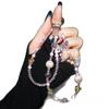 Phone Chain Double Chain Light-Changing Pearl Crystal Butterfly Beaded Hanging Chain Decorative Lanyard Fashion Versatile Phone Accessories