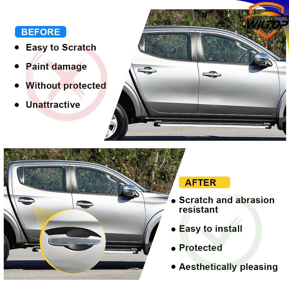 Door Handle Bowl Cover For Mitsubishi L200 Triton 2019-2025 Protector Cover Exterior ABS Matte Black Car Accessorie Stickers