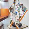 90cm Autumn High-quality Twill Silk Floral Scarfs Ladies Sun Protection Square Shawl and Scarf