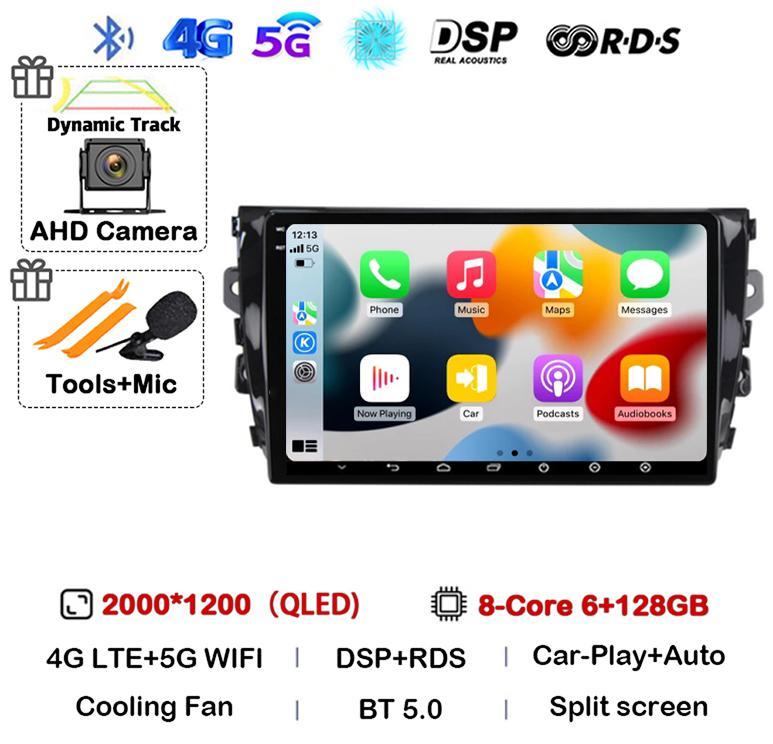 Android 14 Carplay Auto 4G WIFI For Zotye T600 2014-2019 Car Radio Multimedia Video Player Navigation Stereo GPS 360 Camera QLED