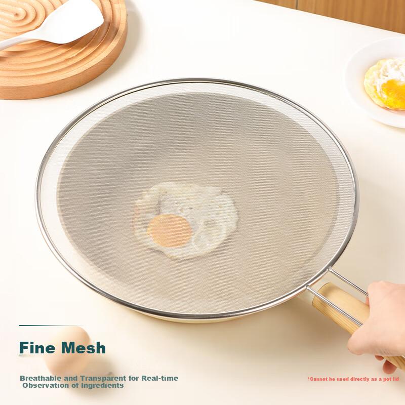 BJ 304 Stainless Steel Oil Splash Guard Cover, Cooking Anti-Splatter Device, Deep-Frying Oil Shield, Oil-Proof Cover Net
