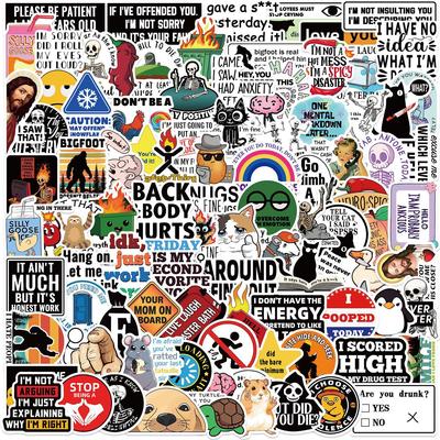 100PCS Waterproof Funny Meme Stickers for Guitar, Notebook, & Luggage