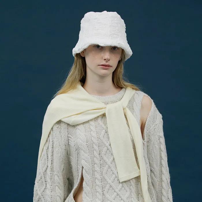 WAVY LAMPSHADE HAT_PUFF CREAM