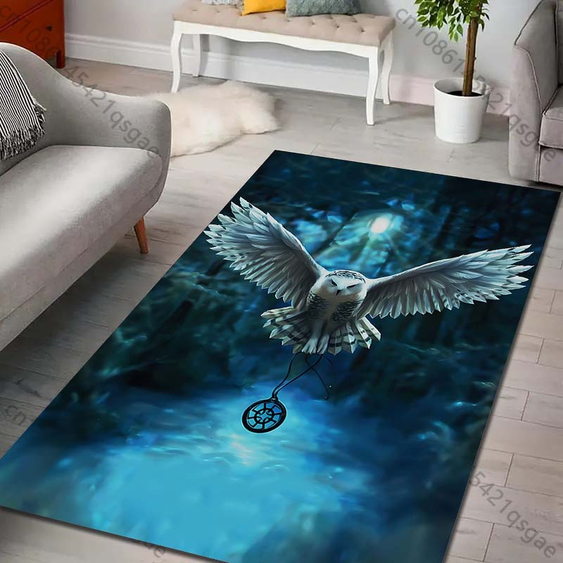 Magic Academy Owl Print Rug Carpet for Living Room Children Bedroom Mat Sofa Doormat Floor Rug Home Decor Anti Slip Mat for Gift