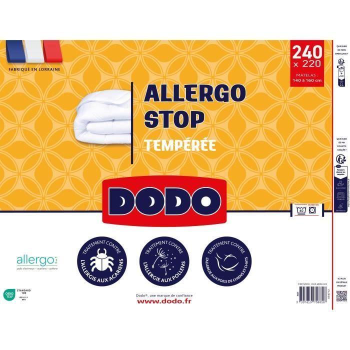 DODO - Couette tempérée 300 g/m² - ALLERGO STOP - 240 x 260 cm - Blanc