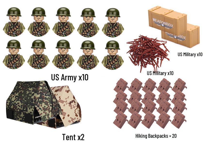 WWII Soldier Building Blocks Set: Military Series with Weapons and Sandbags - Exclusive Children s Toy Collection
