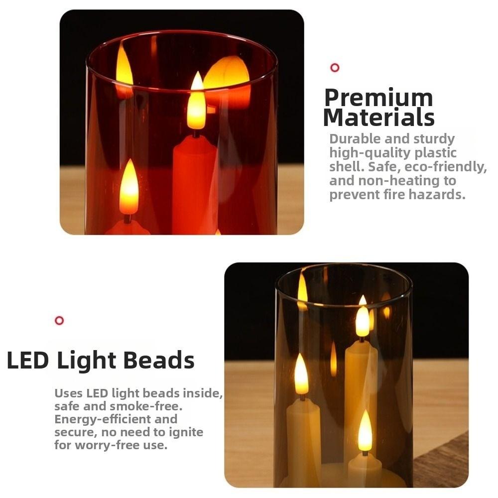 Transparent Lampshade LED Electronic Candles 3 in 1 Design Flickering LED Candles Wedding Decor