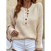 [Cozy Sweater] Soft & Comfortable Women's Cozy Pink Sweater | Casual Crew Neck, Long Sleeve Pullover for Fall/Winter, Button Details