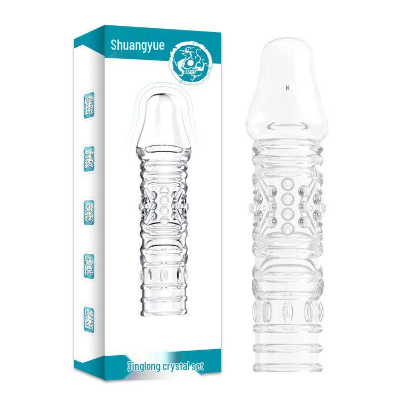 Wolf Fang Crystal Condom Set: Thickening & Enlargement Sleeve, Large Size, Reusable Phallus Sex Toy.