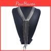 Chain Geometric Box Necklace With Rhinestones Tassels For Enthusiasts Fashion