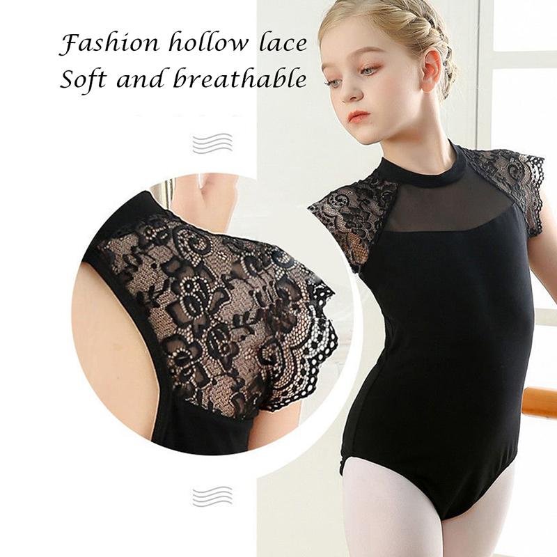 Child Girls Ballet Dress for Kids Girls Summer Mesh Splice Short Sleeve Dance Leotard