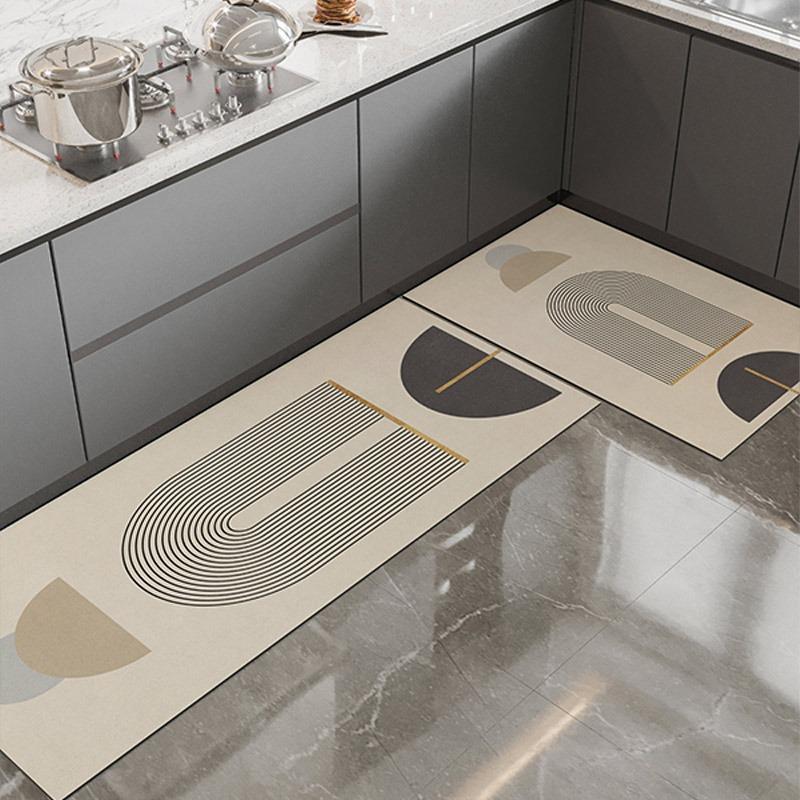 Carpet for Kitchen Waterproof Floor Mat Pvc Leather Foot Mats Non-slip Oil Proof Carpet Long Carpets Grey Home Decoration Rug