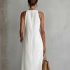 Neck Hanging Lace Splicing Dress Hollow Out Women's Summer Dress Sleeveless Dress  Beach Wear