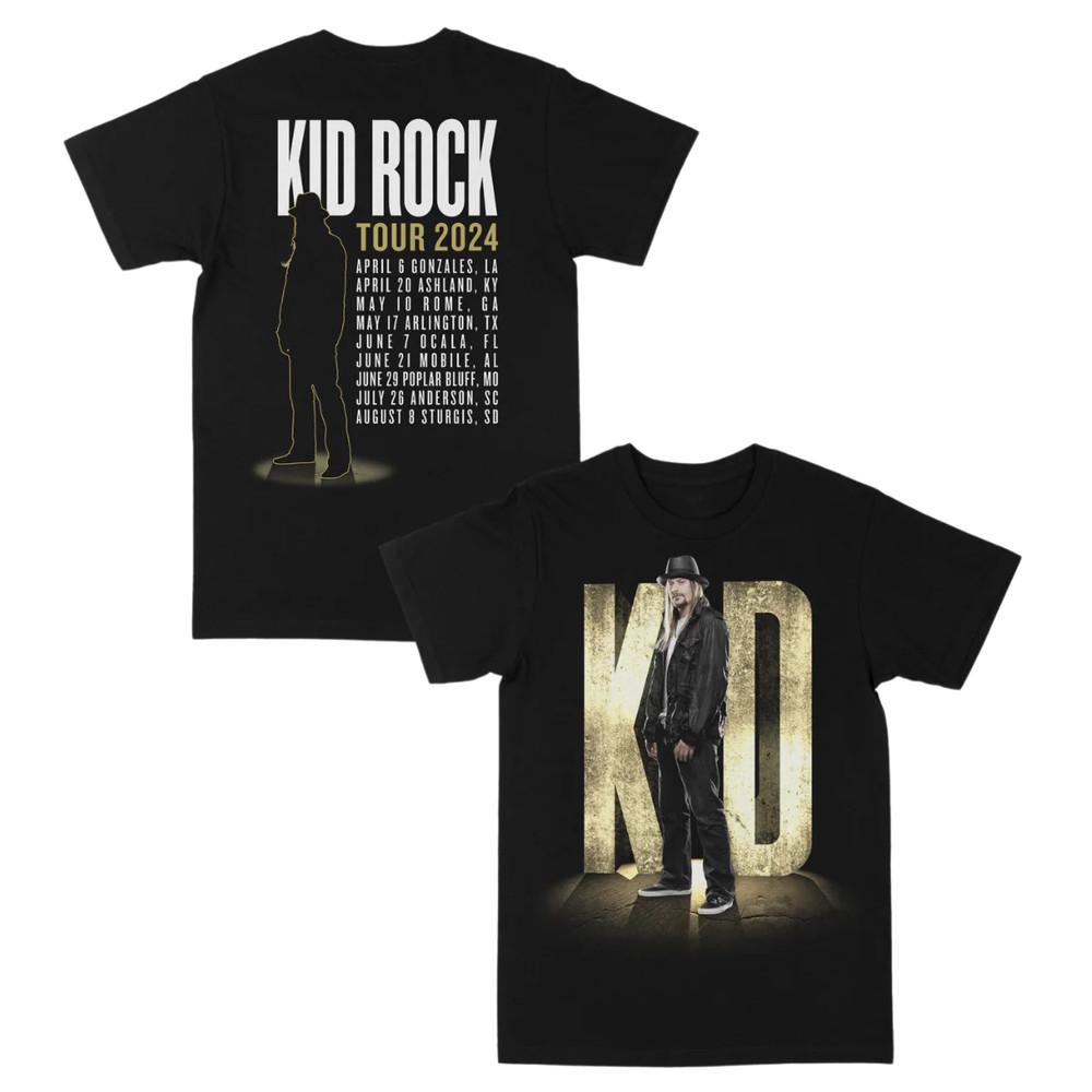 New Kid Rock 2024 Tour T Shirt S5XL For Men Cotton Black MM121 Unisex T-Shirt XL