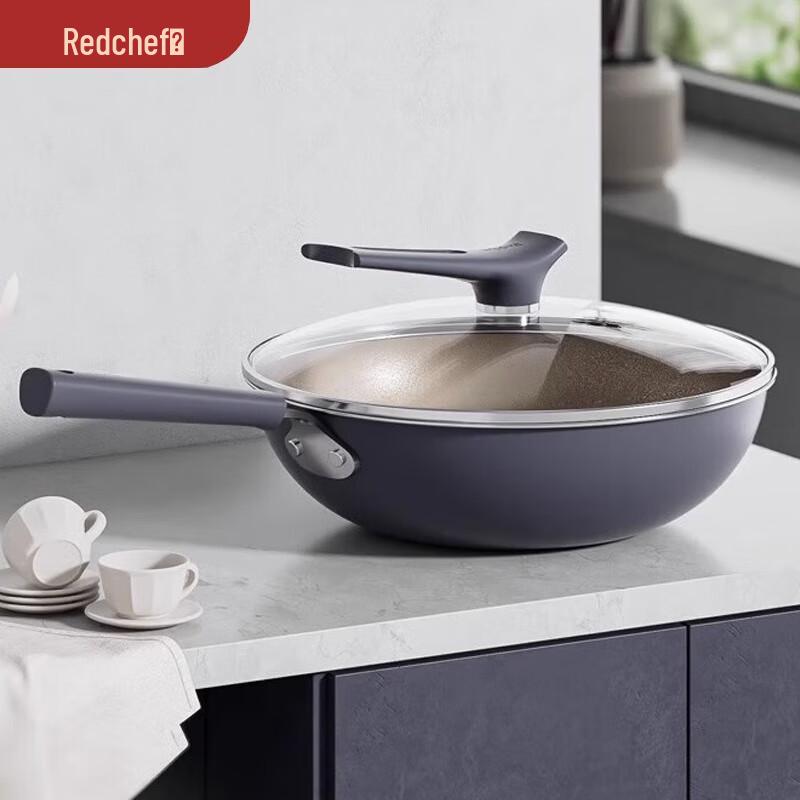 Red Chef 32cm Titanium Ceramic Non-Stick Wok with Lid