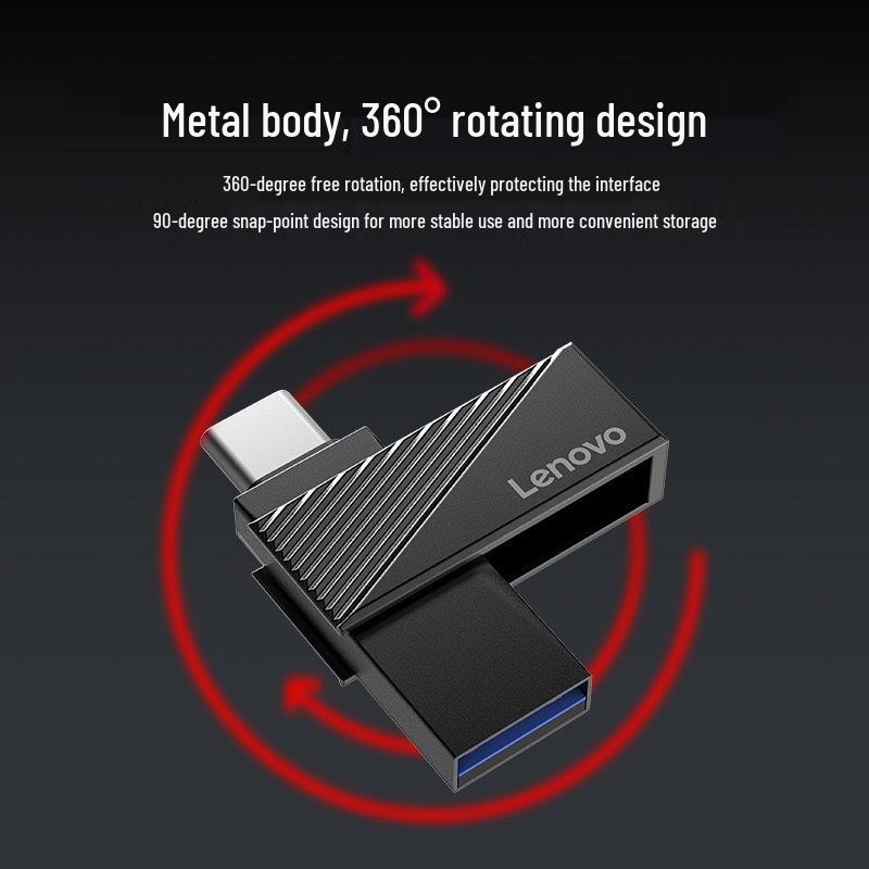 Lenovo Dual-Use USB Flash Drive: 32GB, 64GB, 128GB - Ideal Wedding Gift, High-Speed, Large Capacity for Phones & Computers.