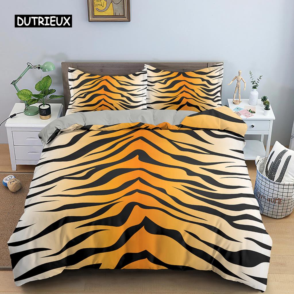 Geometrisch bedrucktes Bettwäscheset Bunter Streifen-Bettbezug für Kinder Kinder Steppdeckenbezug 2/3-teilig Mikrofaserstoff Heimtextil