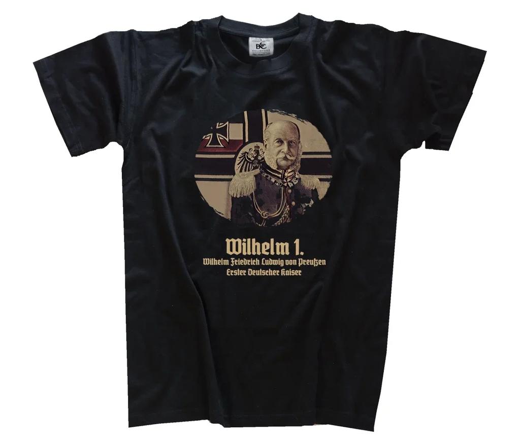 Summer Cotton O-Neck Short Sleeve Mens T Shirt New Prussia I Kaiser Friedrich Wilhelm Retro Portrait Printed T-Shirt. S-5XL