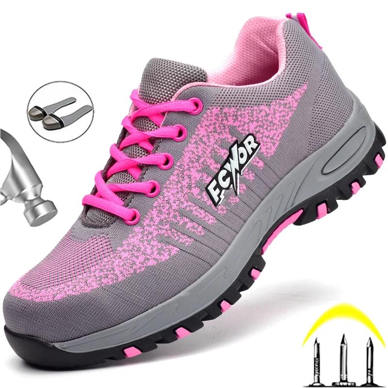 Scarpe antinfortunistiche indistruttibili da donna con puntale in acciaio, sneakers da lavoro da uomo, scarpe da lavoro antiperforazione, stivali da lavoro leggeri di sicurezza