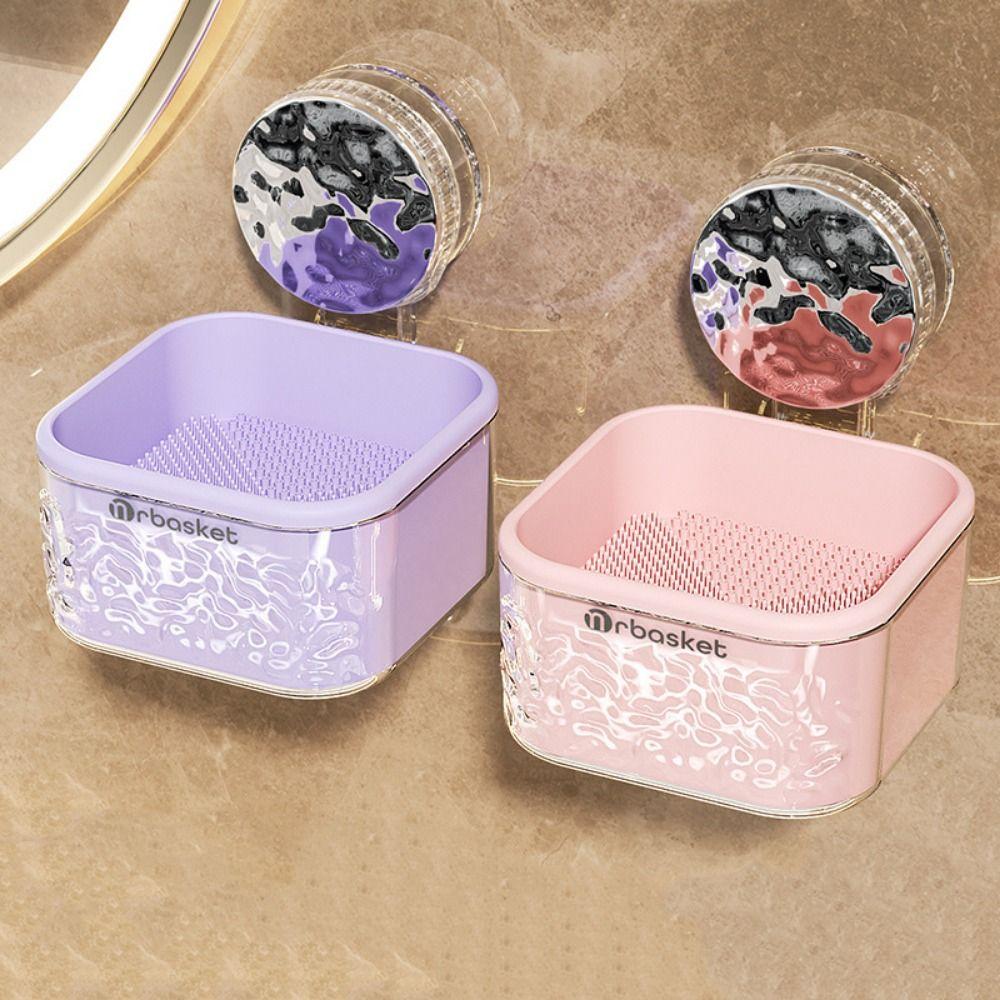 

Настенная присоска для хранения пуховок, пластиковый держатель для кистей для макияжа для ванной комнаты фиолетовый