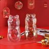 Lucky Silver Cat Glass Tea Cup Set