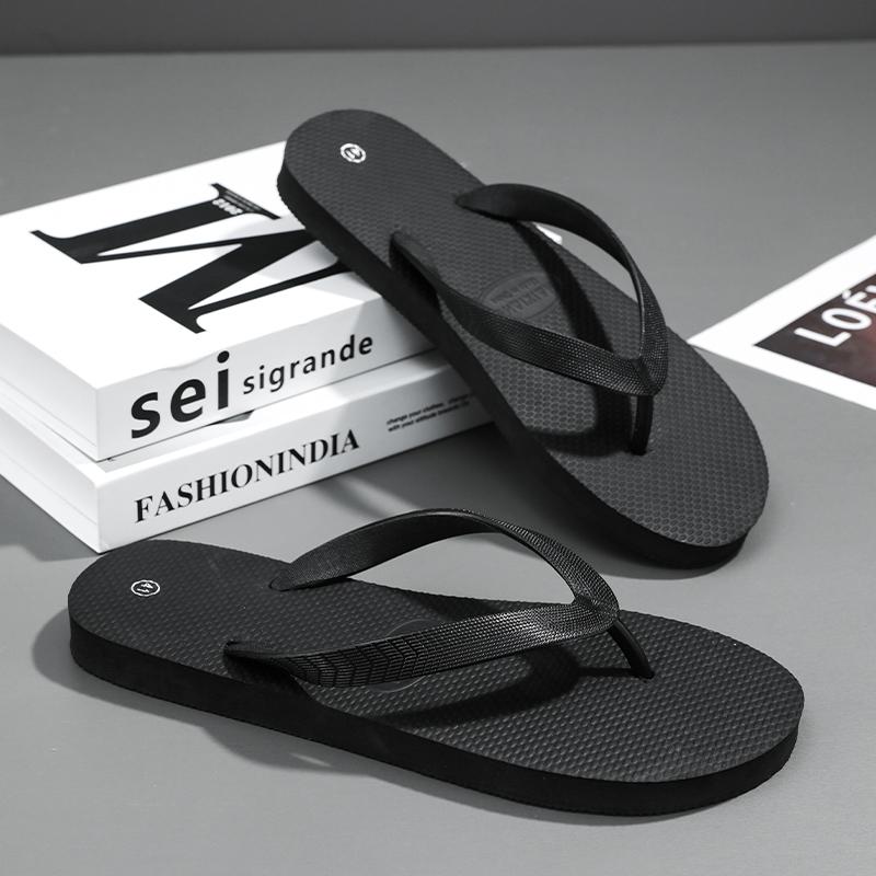 

Летние однотонные шлепанцы, модные шлепанцы с перемычкой между пальцами, пляжные тапочки, нескользящие комнатные тапочки для ванной, удобные универсальные мужские сандалии 41 чёрный