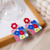 New Autumn And Winter Style Retro Fashion Colorful Personalized Earrings Geometric Square Love Studs