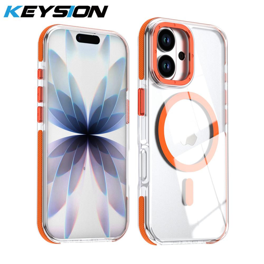 KEYSION HD Transparent Magnetic Case for MagSafe for iPhone 17 Pro Max Wireless Charging Shockproof Phone Cover for iPhone17 Air