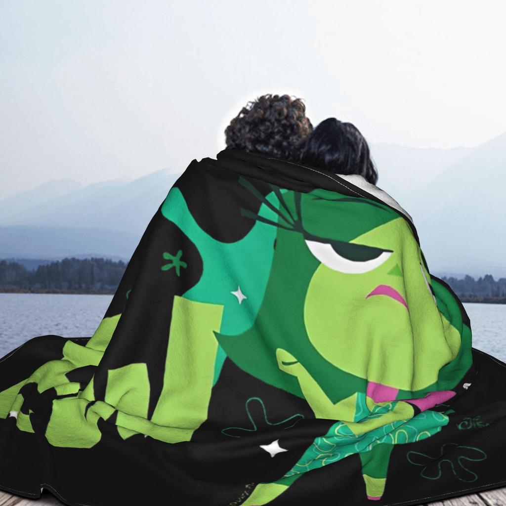 Inside Out 2 Disgust Emotion Character EW Knitted Blankets Flannel Cartoon Super Soft Throw Blanket Home Couch Plush Thin Quilt