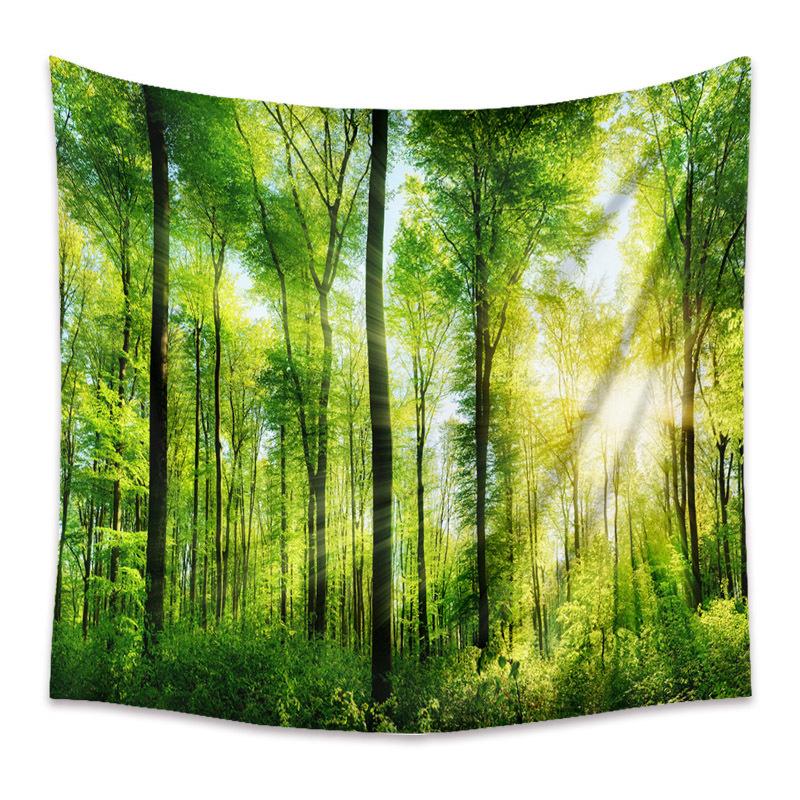 Autumn Yellow Forest Stream Landscape Print Pattern Tapestry Home Living Room Bedroom Wall Decor Background Cloth Tapestry