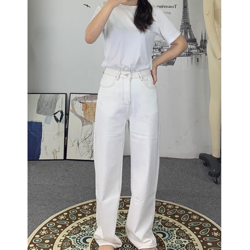 

Off-White Women s High-Waisted Embroidered Wide-Leg Floor-Length Jeans Small белый