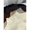 Semi-turtleneck Stacked with Fungus Edge Knitted Sweater, Soft Waxy Sweater, Female Slim Body with Long-sleeved Autumn and Winter Bottoming Top