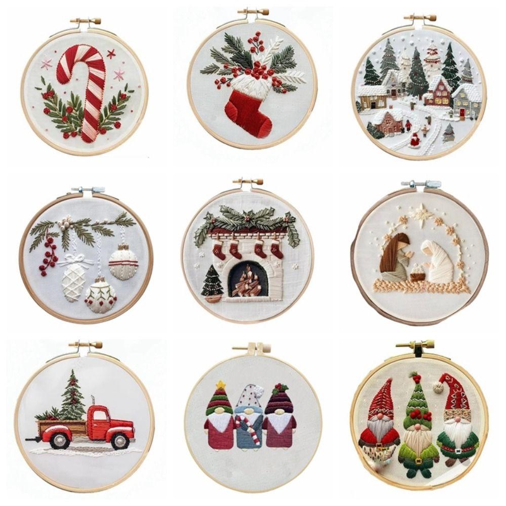 Christmas Patterns Christmas Embroidery Kit Creative Starter Embroidery Kit  Adults