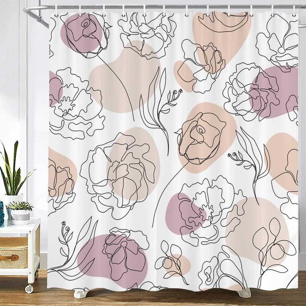 Tropical Plant Leaves Shower Curtain Nordic Minimalist Floral Bath Curtain Waterproof Fabric 3D Bathroom Curtains With Hooks