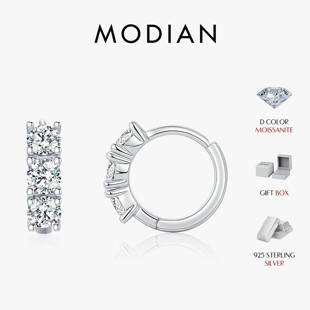 D Color Moissanite Classic Ear Buckle 925 Sterling Silver Trendy Round Stackable Hoop Earrings For Women Fine Jewelry