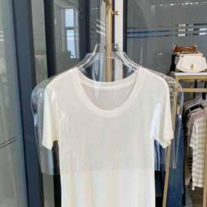 Womens Solid Color Crew Neck Short Sleeve Loose T Shirt