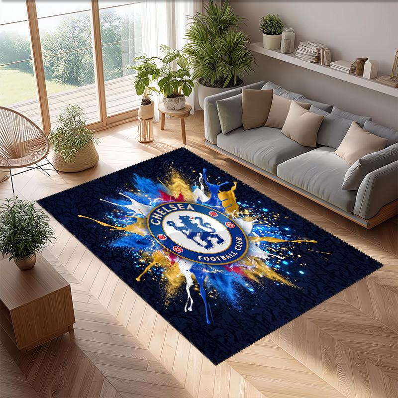 Chelsea FC bedruckter Flanell-Teppich rutschfest weicher Polyester-Bodenbelag Indoor Dekorationsmatte für Schlafzimmer Wohnzimmer Sofa Spielzimmer Heimdekoration